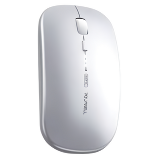POLYWELL 寶利威爾 無線三模靜音滑鼠 2.4G BT 4鍵滑鼠 PW15-T65-0638, FP-Z1, 銀色