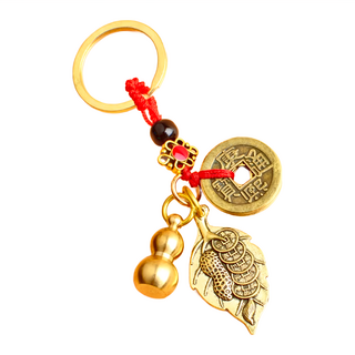 黃銅貔貅系列 開運吊飾 B款 3件組, 五帝錢, 葫蘆, 保平安, 金色, 2組