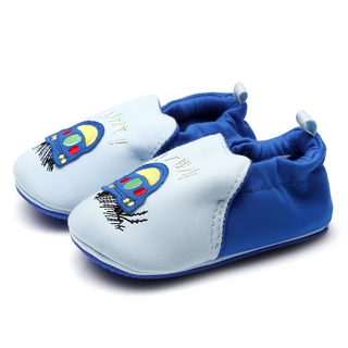 bebehome 歐美手工防滑嬰兒鞋學步鞋 輕量彈力耐磨防磨腳, 藍汽車, 15cm