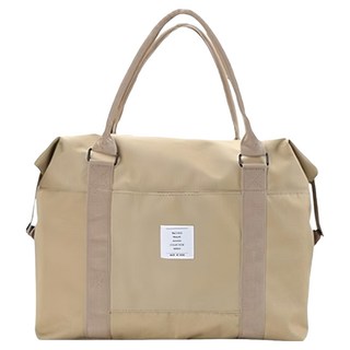 葉子小舖 簡約帆布旅行袋 手提肩背兩用 42 x 40 x 12cm 防水耐用運動包, 卡其色, 1個