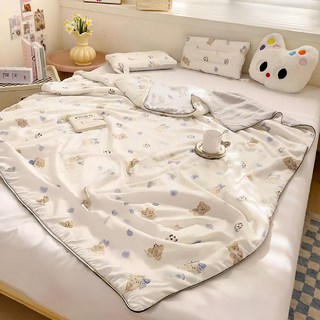 100%萊賽爾涼感被 整張棉(超柔類型) 120*150(嬰兒/小童), 大150 x 200cm, 藍莓蛋糕熊