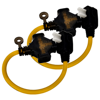 PowerWork 動力工廠 1對3座耐熱動力軟線 CT-2031Y 過載保護 電源指示 耐熱阻燃, 0.3m, 黃色, 2個