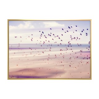 飛鳥 畫 畫框 PS環保樹脂框 油畫布+松木內框, 金色