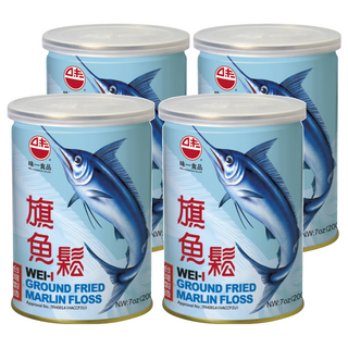 味一 旗魚鬆, 鮮香海味吃的到, 無味精防腐劑, 防潮罐裝, 200g, 4罐