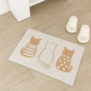 可愛絲圈地墊 貓貓三兄弟, 貓貓三兄弟 米白色, 1個, 60 x 40cm