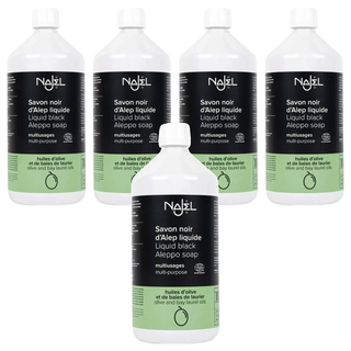 NAJEL 阿勒坡萬用黑皂液 1L 橄欖油和月桂油製成 清潔和去除油脂 廚房/浴室/地板清潔, 5瓶
