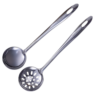 不鏽鋼湯勺漏勺 Set 2支, SUS 304, 1組, 漏勺28 x 7 x 6cm + 湯勺28 x 7 x 6cm