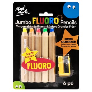 Mont Marte 蒙瑪特 Jumbo Fluoro 霓虹色蠟筆套組 6色含削筆器, 5色, 1組