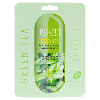 JIGOTT 鎖水保濕安瓶面膜 綠茶抗氧化保濕 27ml, 15片, 1組