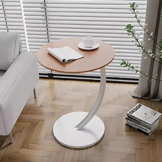 圓形桌面邊桌 直徑40cm 高度60cm, 原木色 + 白色