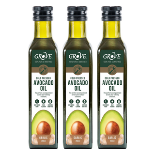 Grove 葛洛芙 冷壓初榨酪梨油 大蒜, 100%純淨天然, 高發煙點, 250ml, 3瓶