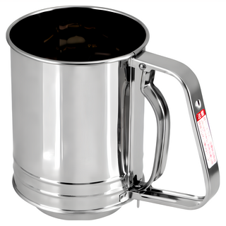 LITTLE WOOD 不銹鋼手壓式麵粉篩杯 高筒型 雙層網 10cm, 1個