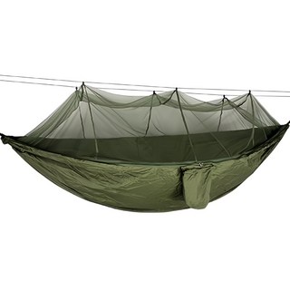 吊床蚊帳二合一（軍綠色）/760G 210T尼龍紡紗, 24 x 17 x 12cm