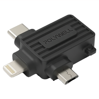 POLYWELL 寶利威爾 USB三合一OTG轉接頭 PW15-T65-0507 38 x 38 x 6mm, 黑色, 1個