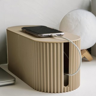 KUIBAO 快豹生活 Morandi條紋莫蘭迪延長線收納盒, 奶茶色, 1個