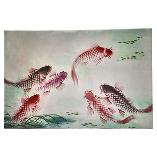 24mama 掛畫 單聯式 動物 藝術 插圖 東方 傳統 靜思語 無框畫, 60 x 40cm, 鯉魚畫