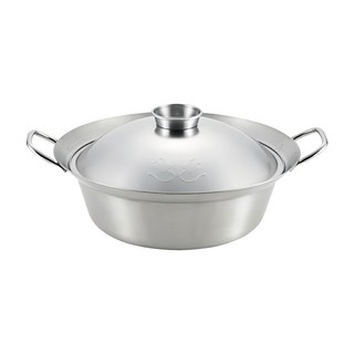 YOSHIKAWA 吉川 美味彩菜 日本不銹鋼相撲火鍋&涮涮鍋 附蓋 28cm, SJ2198, 1個