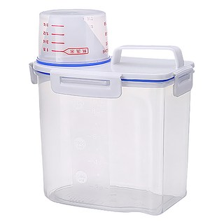 防潮保鮮雜糧收納密封罐 1.5L 透明色 附量杯, 1個, 小(15 x 9.5 x 22cm)