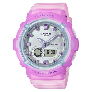CASIO 卡西歐 BABY-G 手錶, 洛杉磯街頭時尚, 海岸酷涼風, 多彩錶帶, 多層圓形錶殼, 金屬時標, BGA-280-6A