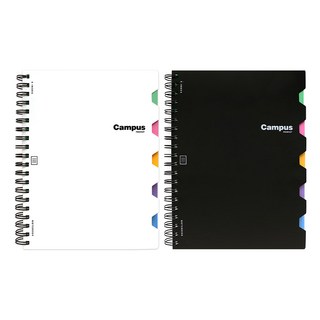 PINKFOOT Campus PP封面附索引標籤筆記本2件組 附索引標籤 線圈筆記本, 1組, 黑色 + 白色