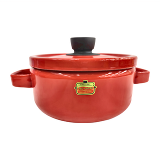 FUJIHORO 雙耳附蓋琺瑯鍋 20cm 紅色 3.0L, 1個