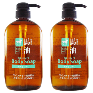 KUMANO 熊野油脂 HO馬油保濕沐浴乳, 含保濕成分, 滋潤肌膚, 泡沫細膩豐富, 600ml, 2瓶