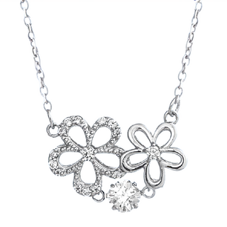 Crossfor New York 懸浮閃動項鍊 Shiny Blossom綻放 s925純銀 鋯石 鍊長40+5cm