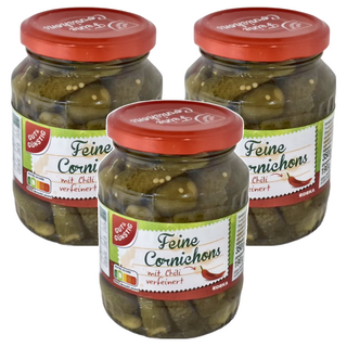 GUT&GÜNSTIG 辣味小黃瓜，傳統釀製，保留小黃瓜的爽脆口感，低熱量, 350g, 3罐