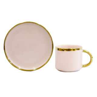 Royal Duke 芙蕾環金咖啡杯碟盤組, 粉金, 1組