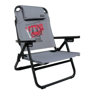 KZM OUTDOOR 可躺平六段低座折疊椅 椅子 + 頸枕 + 收納袋 60 x 57 x 84cm 5kg, 灰色, 1組