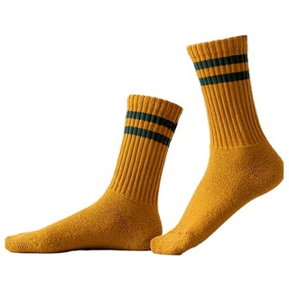 PORA BELLA 高筒繽紛羊毛保暖襪, 35~39cm, 澄黃色
