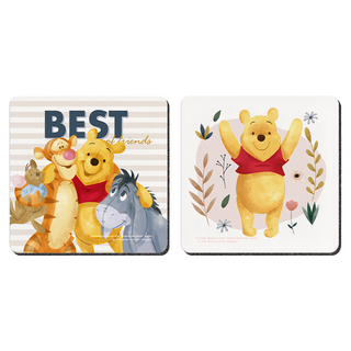 收納王妃 迪士尼維尼花草風 珪藻土杯墊, 好朋友, 1組