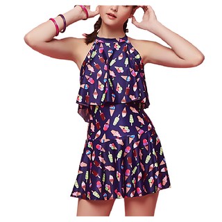 Summerlove 02~03大女連身帶裙, 連身裙+泳帽(附泳動式罩杯), 聚酯纖維83% 彈性纖維17%, L, 954