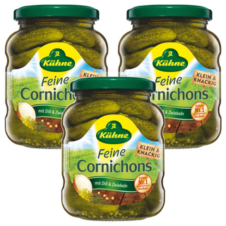 Kuhne 冠利 德式酸小黃瓜，含蒔蘿及洋蔥, 330g, 370ml, 3罐
