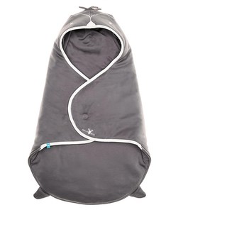 WALLABOO 海天使輕巧嬰兒包巾 可愛動物系列雙面款 企鵝灰 100%純棉