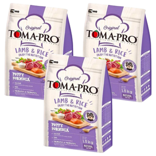 TOMA-PRO 優格 幼犬 乾飼料 添加鈣質和DHA 含腸益菌, 羊肉 + 米, 1.5kg, 3袋