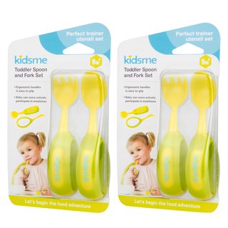 kidsme 寶寶湯匙和叉子組 適合9個月以上寶寶, 綠色, 湯匙 + 叉子, 2組