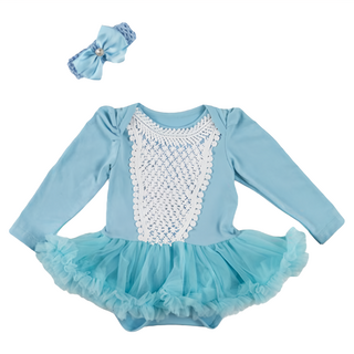 La Chamade 日安朵朵 女嬰長袖雪紡蓬蓬裙連身衣, 12~18個月, 冰雪女王