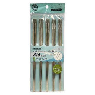 Green Bell 綠貝 316不銹鋼止滑和風方筷5雙組, 23.5cm, SGS檢驗合格, 單一顏色, 1組
