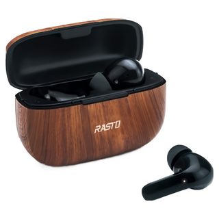 RASTO 木匠工藝真無線藍牙5.1耳機 耳機 + 收納充電盒 + 說明書 + Type C充電線, RS27, 木紋