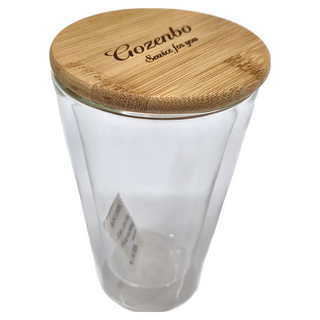 GOZENBO 御膳坊 輕時光雙層玻璃杯附竹蓋 425ml, 003G04003, 1個