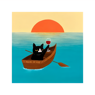 西格傢飾 療癒多巴胺趣味貓咪無框畫 松木 油畫布 鐵製掛勾, 40 x 40cm, 我的決定