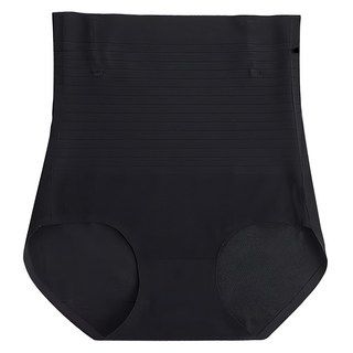 超薄高腰收腹提臀塑身內褲 尼龍彈性纖維 黑色, L