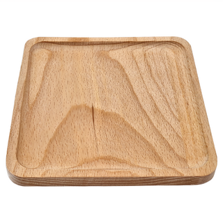 Homely Zakka 木趣食光 正方型托盤 餐盤 天然無塗裝櫸木 23*23*H2 cm, 15 x 15 x 1.2cm, 小正方, 1個