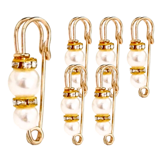 小麥購物 收腰別針 D055 3g 6組, 白珠 2顆