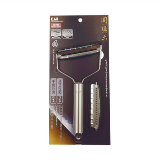 KAI 貝印 House 關孫六寬面刮皮器 附收納安全刀片保護套, 銀色, 1支