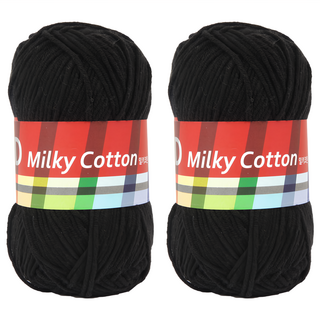 brandyarn Milky Cotton Red系列 棉混紡針織線 Set 黑色 50克 棉60.8% 壓克力39.2%, 2捲