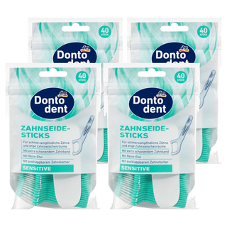 dm Dontodent 成人薄荷細滑扁線牙線棒, 40支, 4包