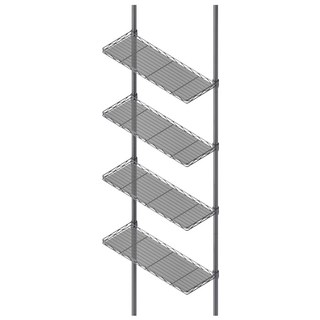 dayneeds 日需百備 頂天立地烤漆收納架 置物架/多功能網架/掛衣架 搭ㄇ網 4片 PP板 4片, 烤漆黑, 1件