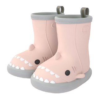 JAR 嚴選 可愛鯊魚 200mm 粉色 舒適防水兒童雨靴, 1雙